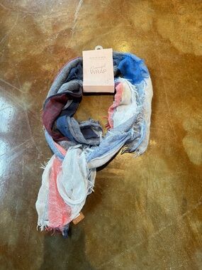 NEW Sonoma Lightweight Striped Wrap Scarf in Blue, Red & White